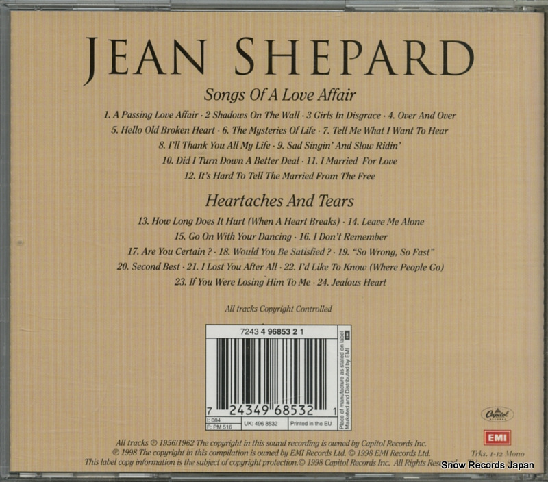 SHEPARD, JEAN songs of a love affair / heartaches and tears 724349685321