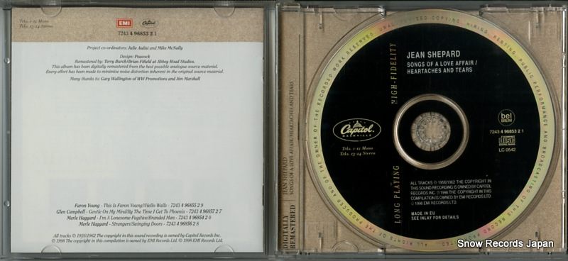 SHEPARD, JEAN songs of a love affair / heartaches and tears 724349685321