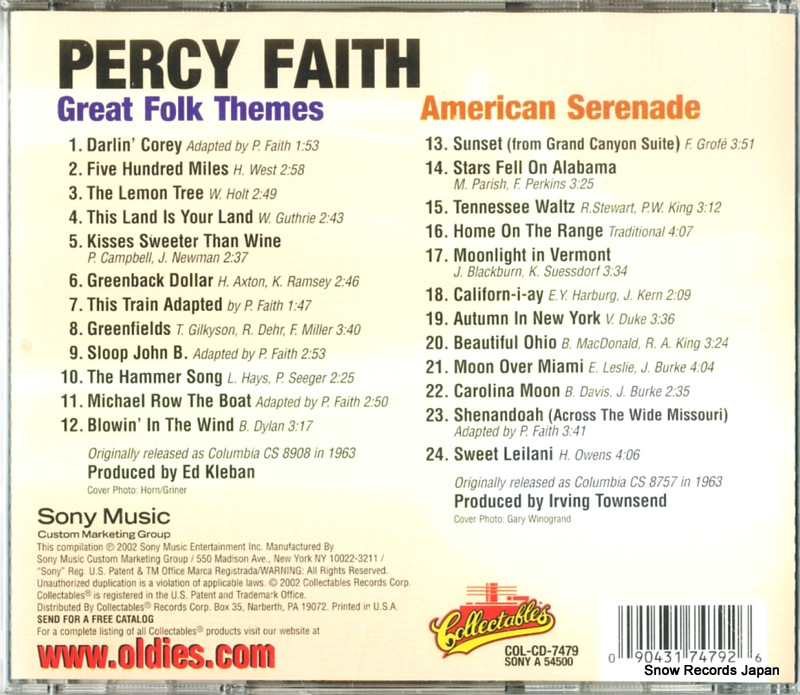 FAITH, PERCY great folk themes / american serenade COL-CD-7479 / A54500