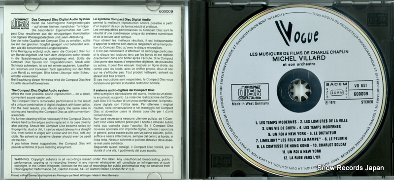 CHAPLIN, CHARLIE les musiques des films de charlie chaplin 600009