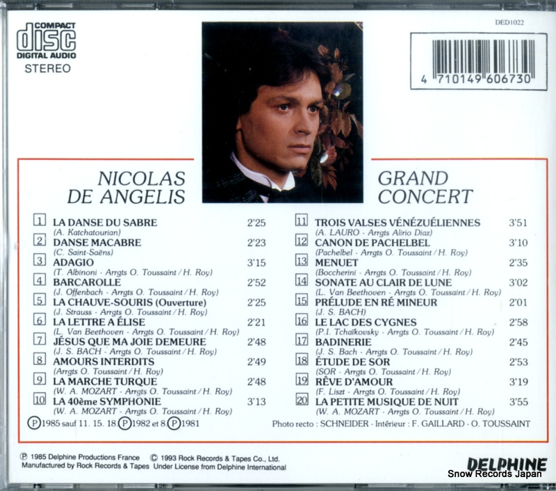 DE ANGELIS, NICOLAS grand concert DED1022