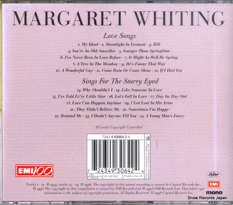 WHITING, MARGARET love songs / sings for the starry eyed 724349306424