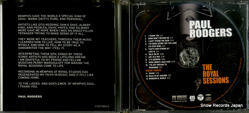 RODGERS, PAUL the royal sessions COZY-834
