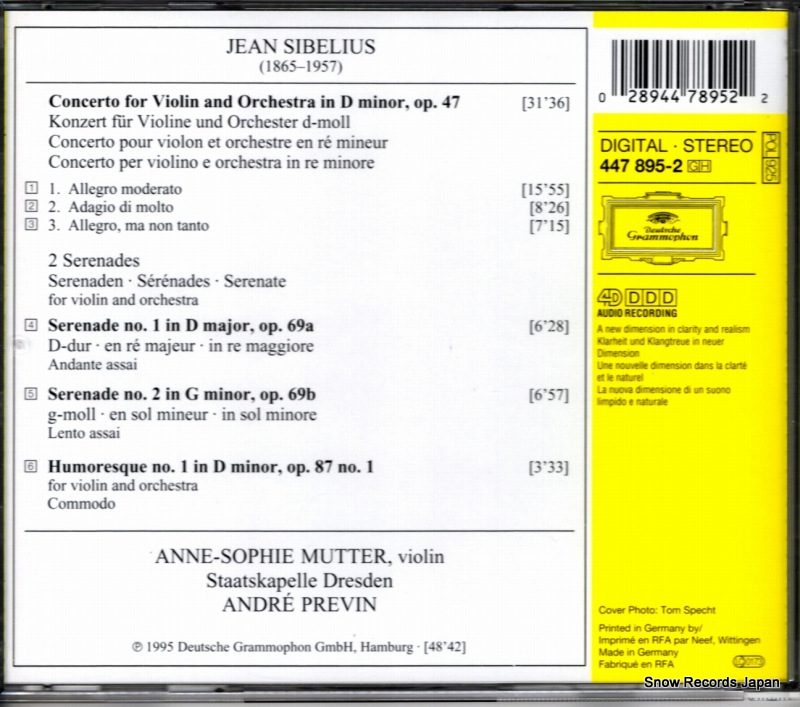 MUTTER, ANNE-SOPHIE sibelius; violin concerto 447895-2