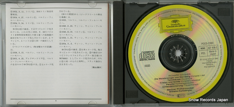 FURTWANGLER, WILHELM wagner; orchesterwerke POCG-2360