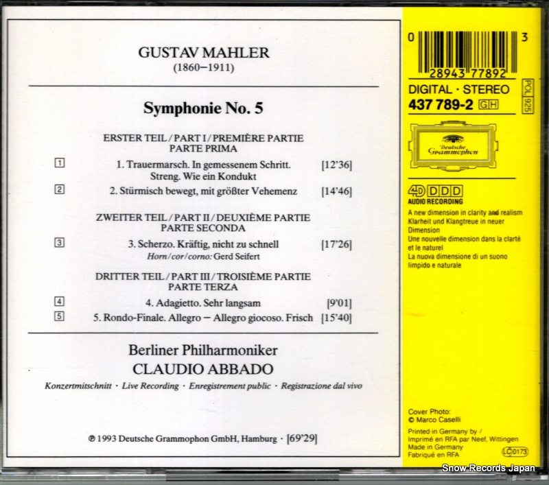 ABBADO, CLAUDIO mahler; symphonie no.5 437789-2