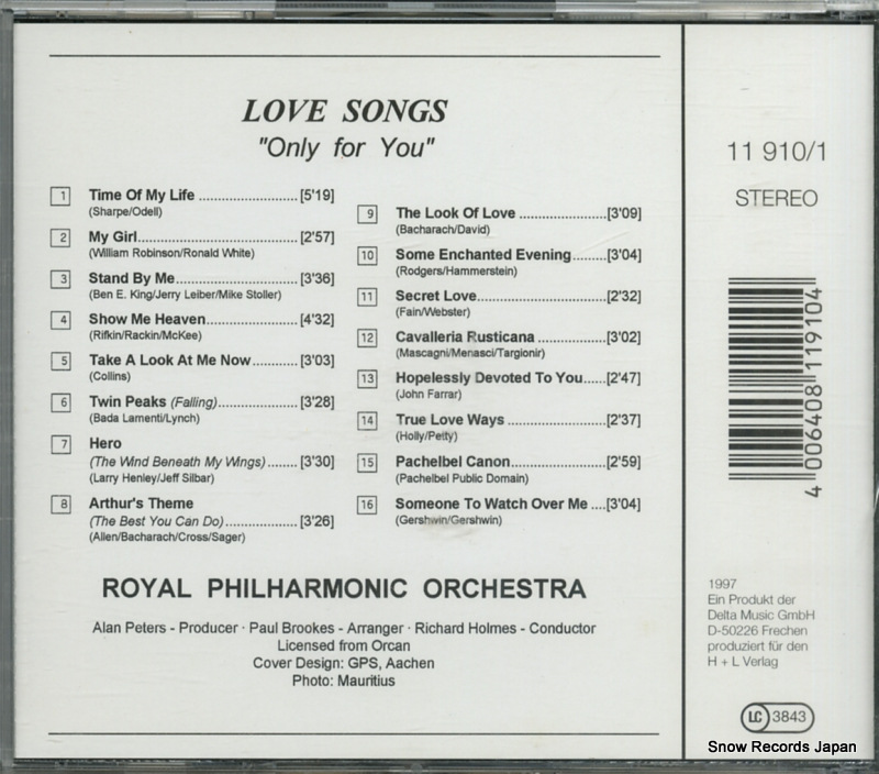 ROYAL PHILHARMONIC ORCHESTRA love songs 11910/1