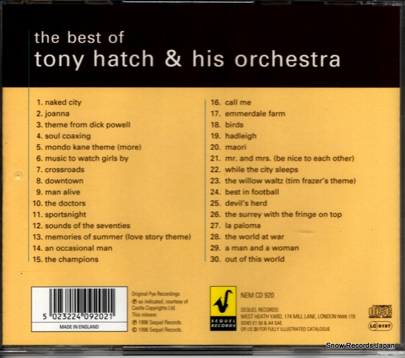 HATCH, TONY the best of tony hatch & his orchestra NEMCD920