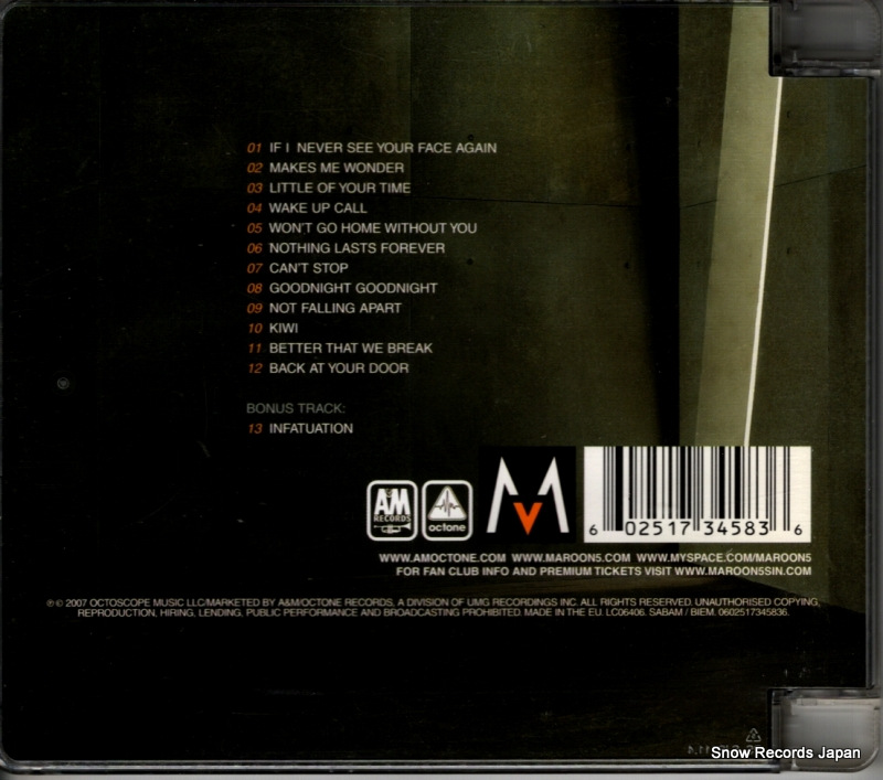 MAROON5 it won't be soon before long 0602517345836