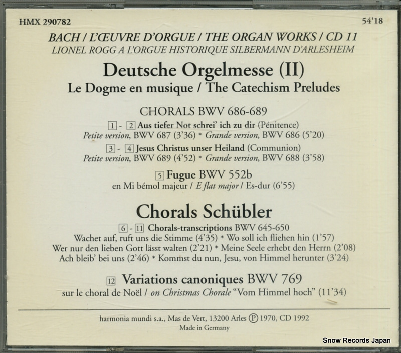 ROGG, LIONEL bach; deutsche orgelmesse 2 HMX290782