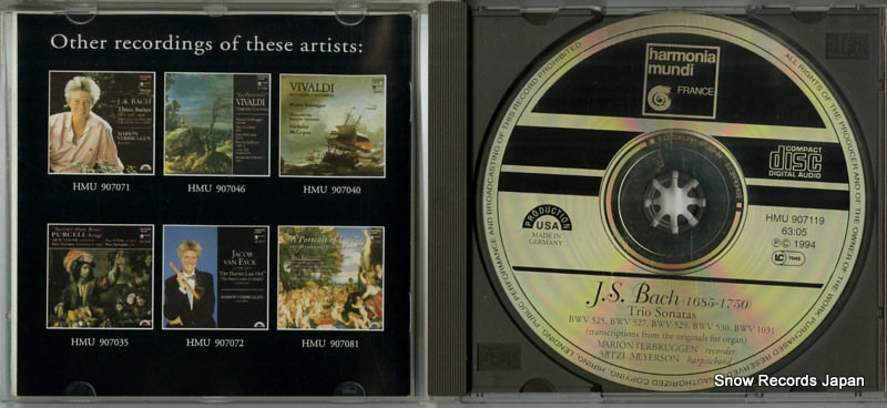 VERBRUGGEN, MARION / MITZI MEYERSON bach; trio sonatas HMU-907119 / KKCC-298