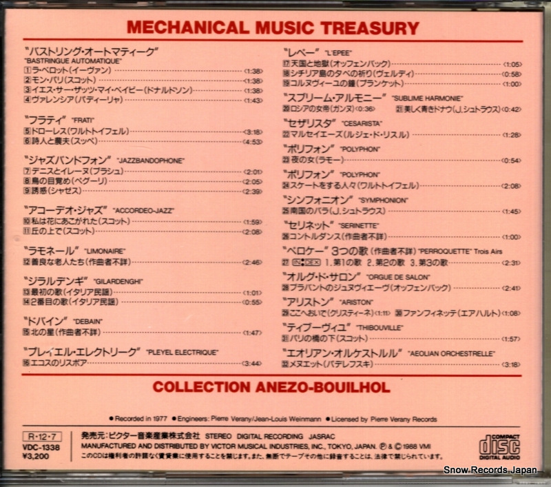 NO ARTIST tresors de la musique mecanique VDC-1338