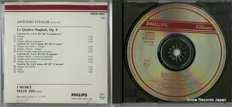 I MUSICI vivaldi; the for seasons 20CD-3201