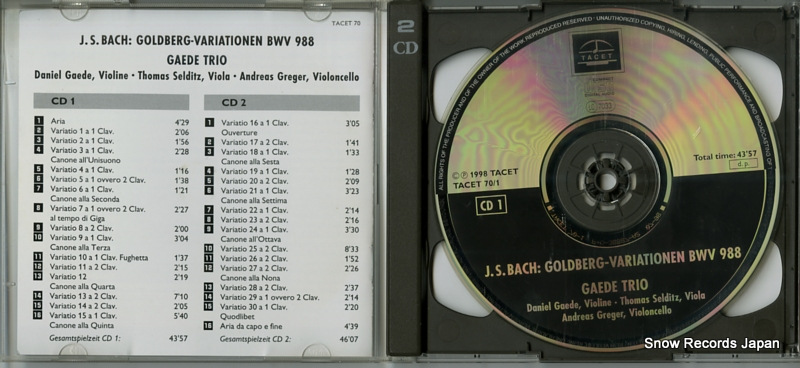 GAEDE TRIO bach; goldberg variationen bwv 988 TACET70
