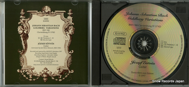 EOTVOS, JOZSEF bach; goldberg variations EJ-01WZ / KKCC-4270