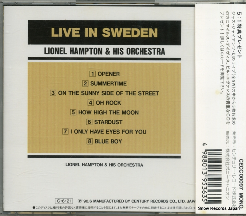 HAMPTON, LIONEL live in sweden CECC00097