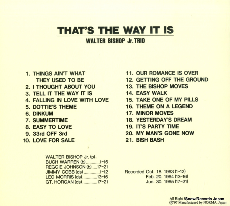 WALTER BISHOP JR. TRIO, THE that's the way it is NOCD5644