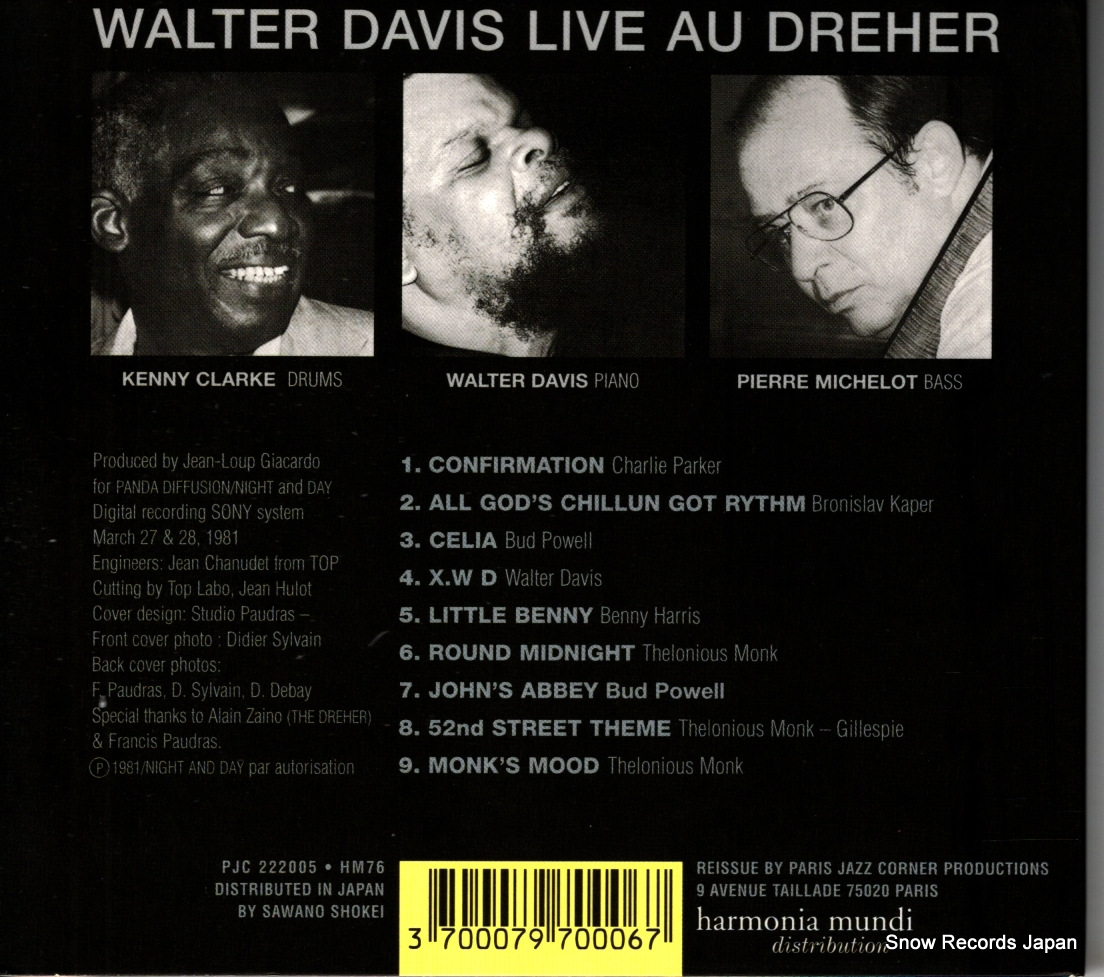 DAVIS, WALTER / KENNY CLARKE / PIERRE MICHELOT live au dreher PJC222005