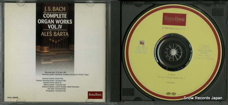 BARTA, ALES bach; complete organ works vol.4 PCCL-00429