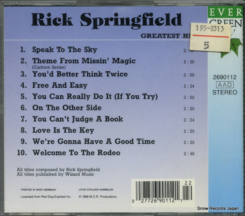 SPRINGFIELD, RICK greatest hits 2690112