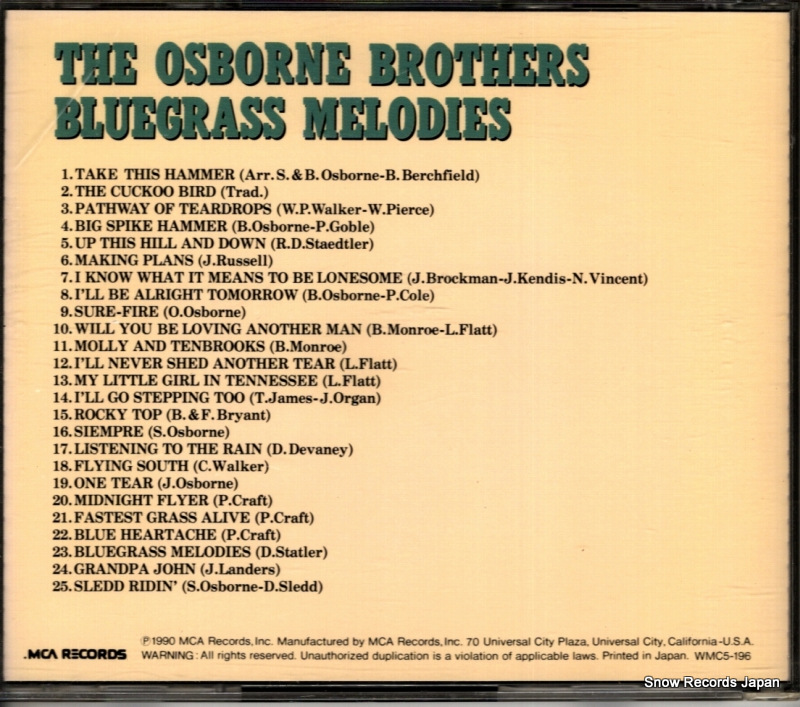 OSBORNE BROTHERS, THE bluegrass melodies WMC5-196