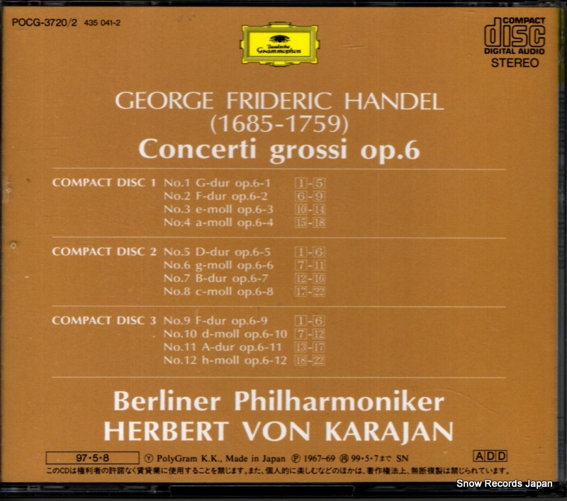 KARAJAN, HERBERT VON handel; concerti grossi op.6 POCG-3720