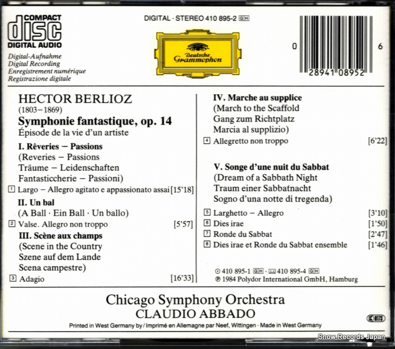 ABBADO, CLAUDIO berlioz; symphonie fantastique 410895-2