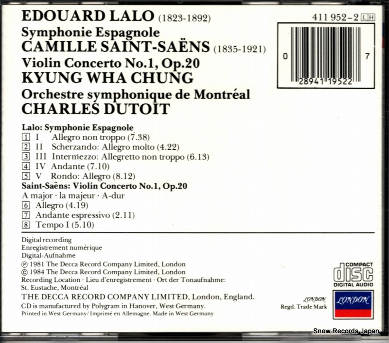 CHUNG, KYUNG-WHA lalo; symphonie espagnole 411952-2