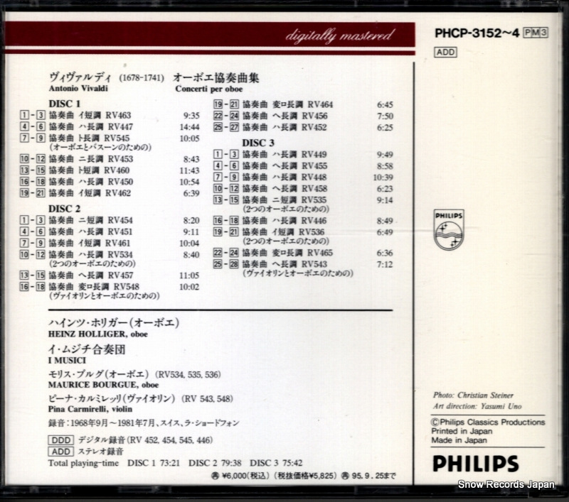 I MUSICI / HOLLIGER, HEINZ vivaldi; concertiper oboe PHCP-3152