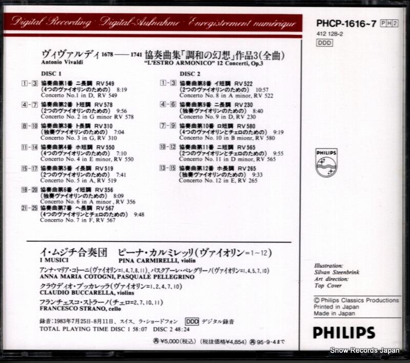 I MUSICI vivaldi; l'estro armonico PHCP-1616