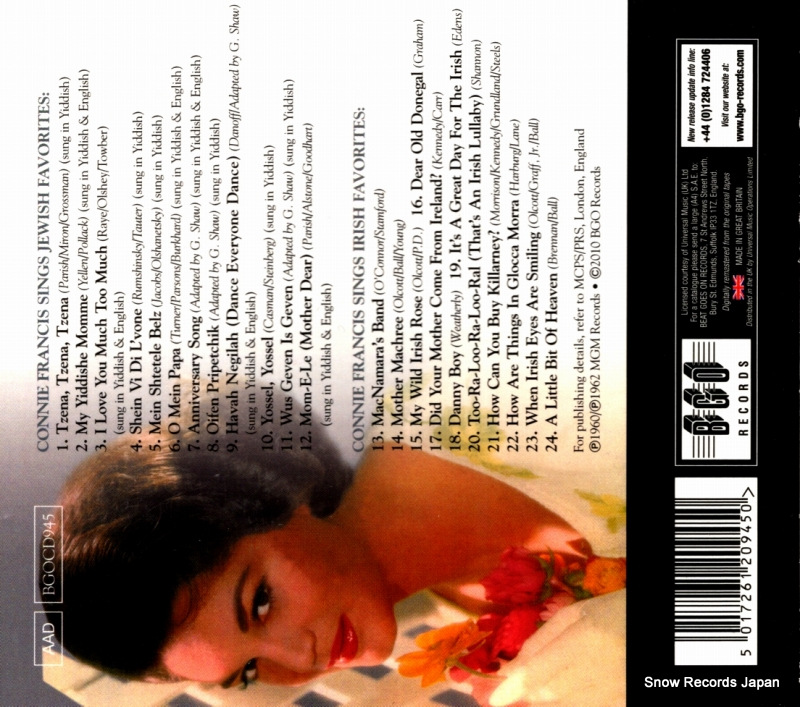 FRANCIS, CONNIE sings jewish favorites / sings irish favorites BGOCD945