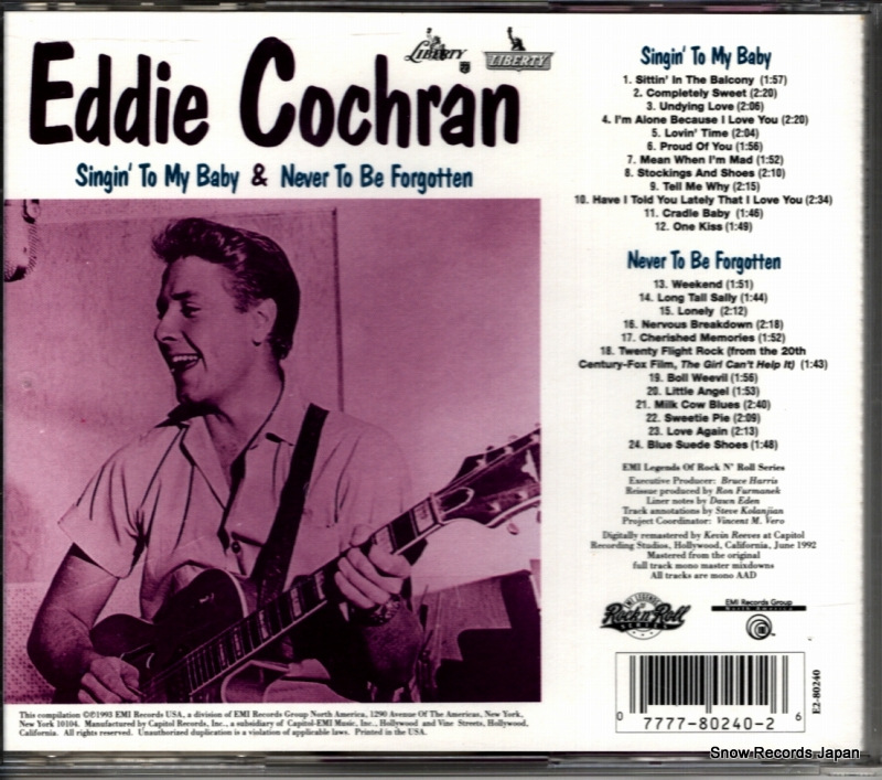 COCHRAN, EDDIE singin' to my baby & never to be forgotten 0777-7-80240-26 / E2-80240