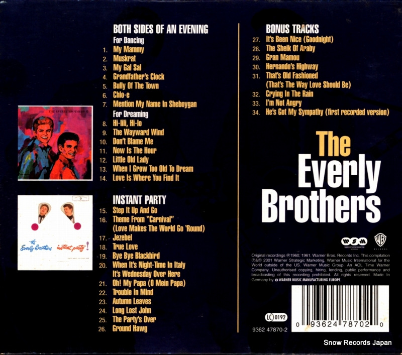 EVERLY BROTHERS, THE both sides of an evening & instant party 936247870-2