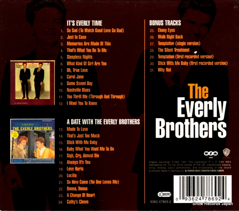 EVERLY BROTHERS, THE it's everly time / a date with the everly brothers 936247869-2