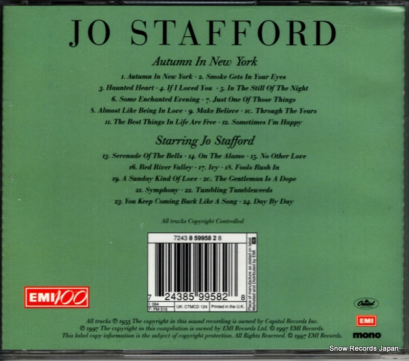 STAFFORD, JO autumn in new york / starring jo stafford 724385995828 / CTMCD124