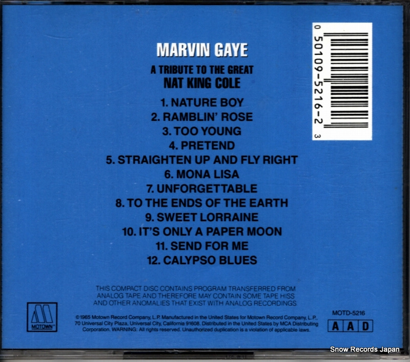 GAYE, MARVIN a tribute to the great nat king cole MOTD-5216
