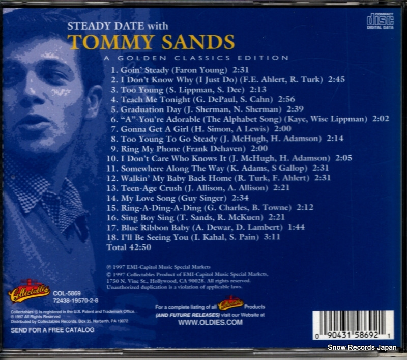 SANDS, TOMMY steady date with tommy sands COL-5869