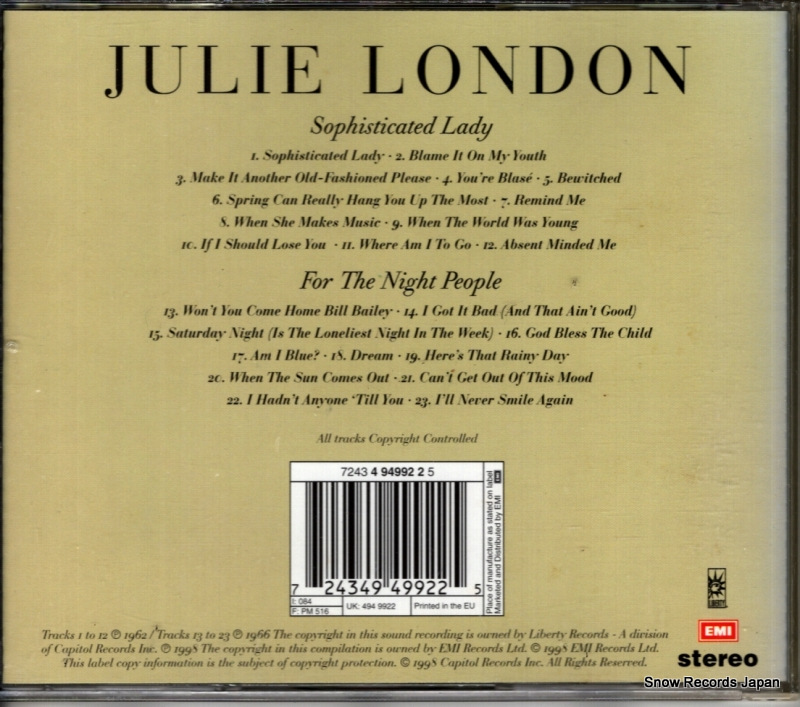 LONDON, JULIE sophisticated lady / for the night people 724349499225 / 4949922