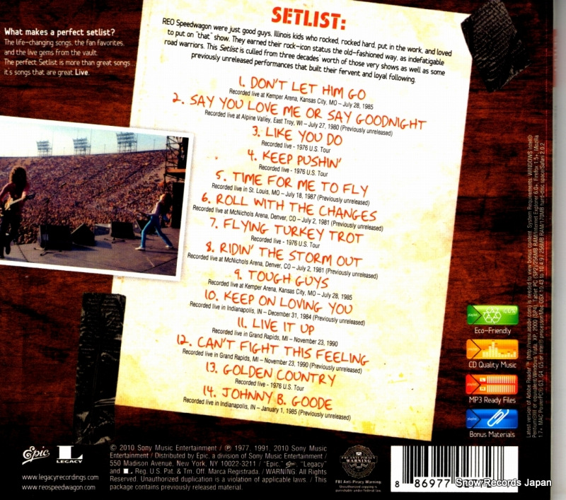 REO SPEEDWAGON setlist the very best of 88697702772