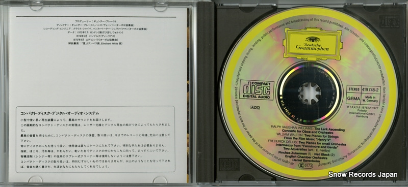 BARENBOIM, DANIEL vaughan williams; the lark ascending F35G50435