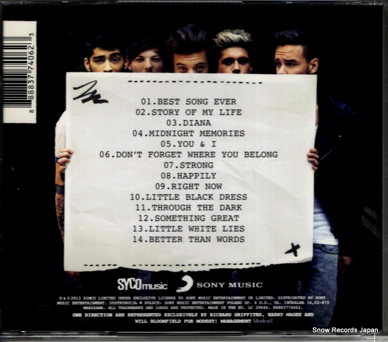 ONE DIRECTION midnight memories 88883774062