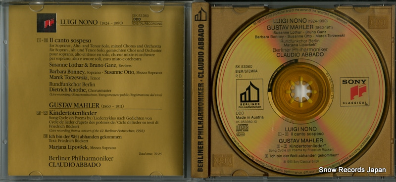 ABBADO, CLAUDIO luigi nono; il canto sospeso SK53360