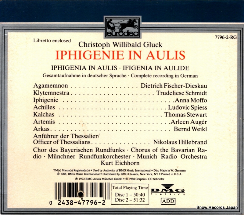 EICHHORN, KURT gluck; iphigenie in aulis 7796-2-RG