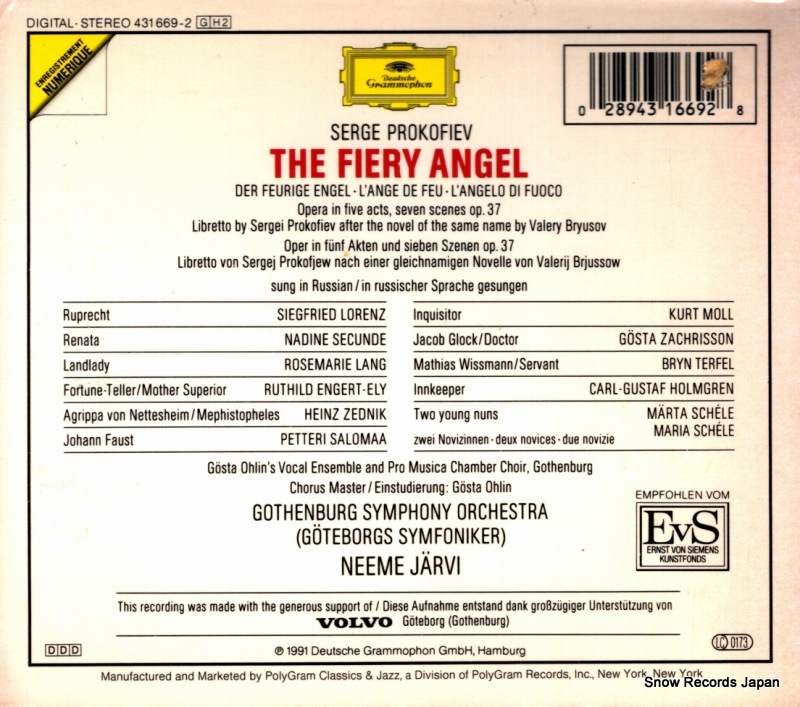 JARVI, NEEME prokofiev; the fiery angel 431669-2