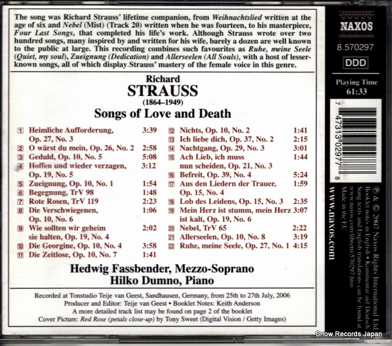 DUMNO, HILKO strauss; songs of love and death 8.570297