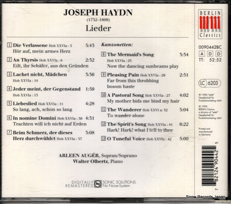 AUGER, ARLEEN haydn; lieder 0090442BC
