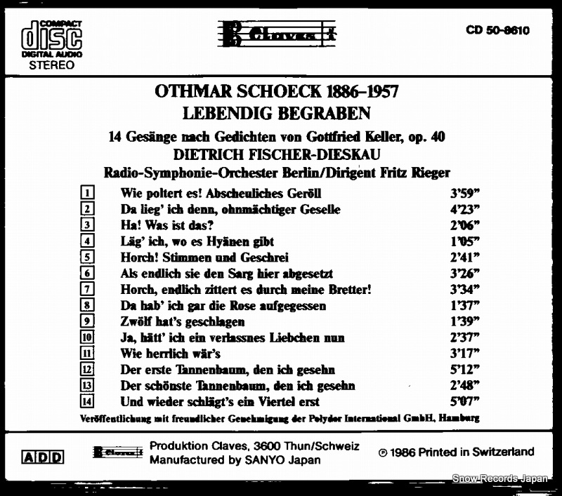 RIEGER, FRITZ schoeck; lebendig begraben CD50-8610
