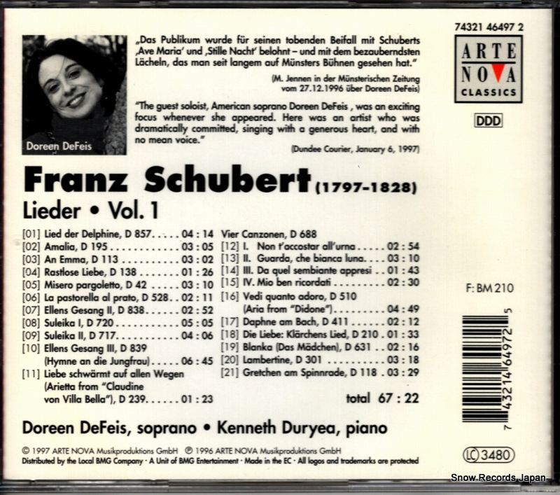 DEFEIS, DOREEN schubert; lieder vol.1 74321464972