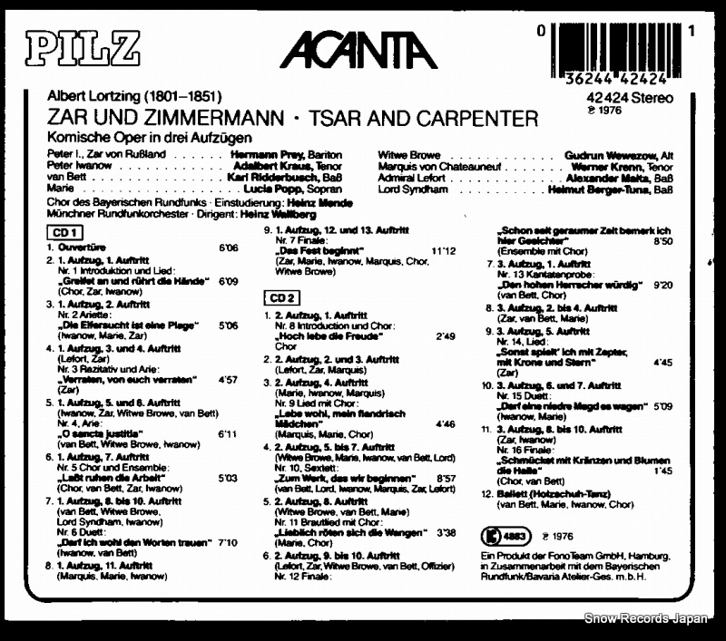 WALLBERG, HEINZ lortzing; zar ud zimmermann 42424