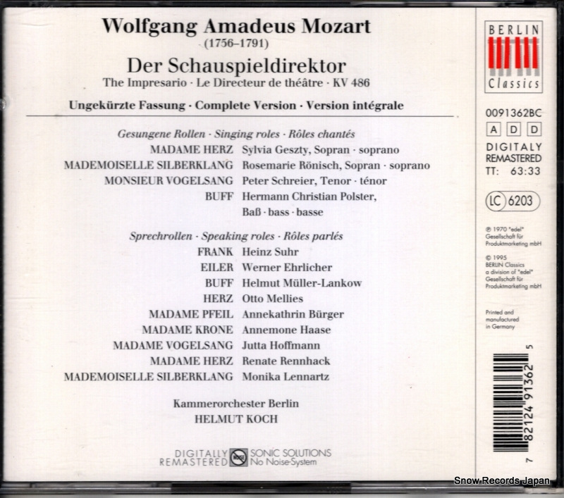 KOCH, HELMUT mozart; der schauspieldirektor 0091362BC
